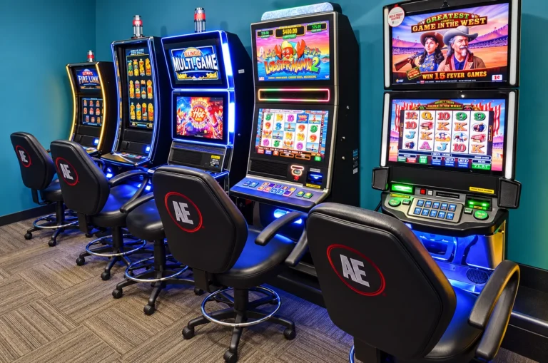 Video gaming machines and seating inside Miles Bar and Grill